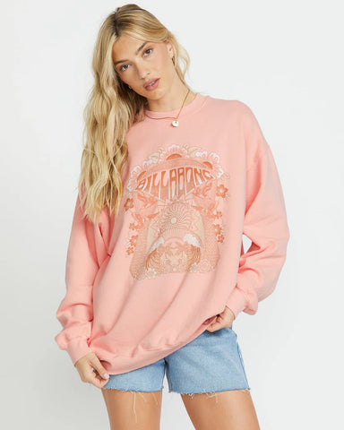 Billabong Womens Ride In Oversized Sweatshirt- Peach Kiss