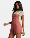 Billabong Womens Wild Pursuit Romper Shorts Overalls- Red Clay