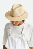 Brixton Supply Co. Wesley Straw Packable Fedora Hat- Tan