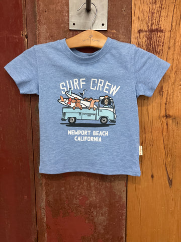Blue t-shirt with 'Surf Crew' graphic