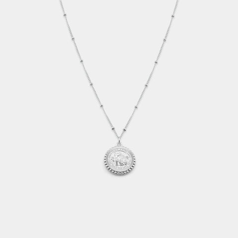 Get Back Silver St. Christopher Satellite Coin Necklace