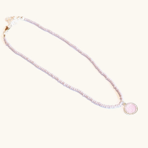 Get Back St. Christopher Beaded Choker Necklace- Lilac Daydream