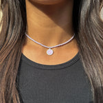 Get Back St. Christopher Beaded Choker Necklace- Lilac Daydream