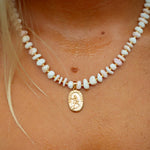 Get Back St. Christopher Our Lady Of The Waves Beaded Necklace- Gold