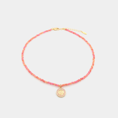 Get Back St. Christopher Pink Palms Bead Choker Necklaces
