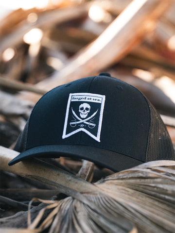 Haggard Pirate Forged Retro Trucker Hat- Black