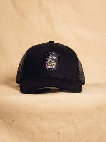 Haggard Pirate Loose Lips Retro Trucker Hat- Black