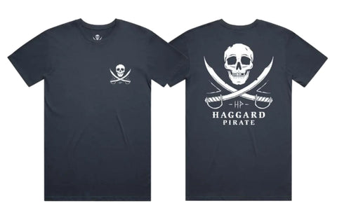 Haggard Pirate Mens Skulled S/S Tee- Petrol Blue