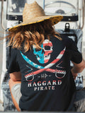 Haggard Pirate Skulled Patriot S/S Tee- Navy