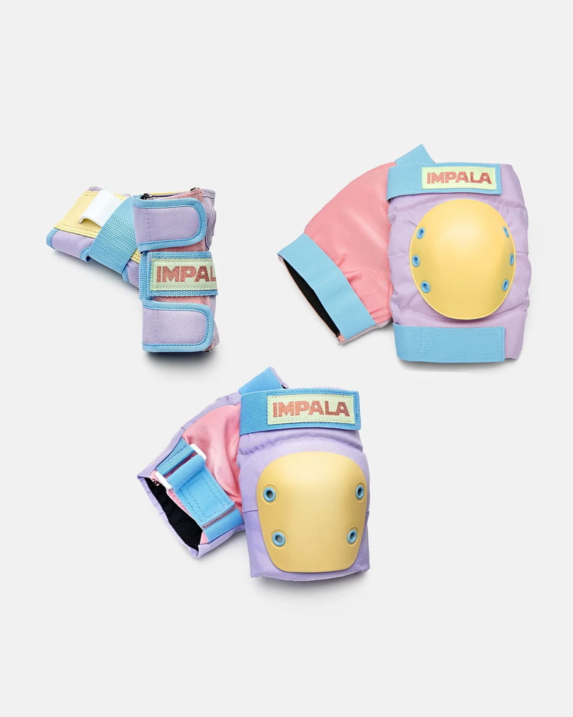 impala skate protective gear Impala Roller Skates Youth Pastel Block 3 Piece Protective Set – Balboa Surf and Style