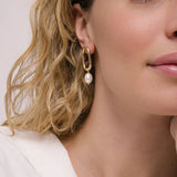 Jax Kelly Oval Pearl Drop Gold Earrings