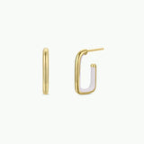 Jax Kelly White Enamel Large Rectangle Gold Hoop Earrings