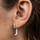 Jax Kelly White Enamel Large Rectangle Gold Hoop Earrings