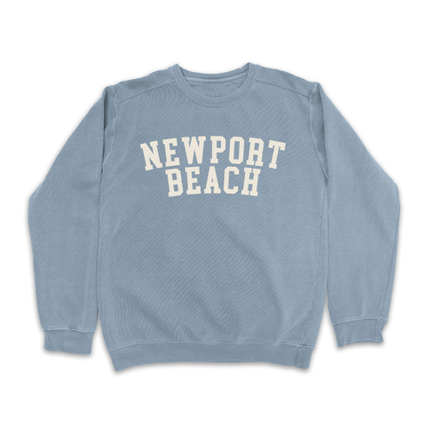 Newport Beach Vintage Washed Collegiate Crewneck Sweatshirt