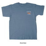 Blue t-shirt with a small left chest logo 
