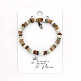 Pineapple Island Kids Mini Laut Turquoise and Wood Beaded Bracelet