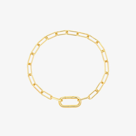 Pura Vida Harper Oval Charm Chain Bracelet- Gold
