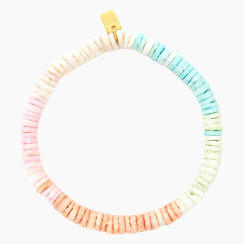 Pura Vida Pastel Puka Stretch Bracelet- Gold