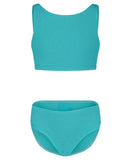 ROXY Big Girls Crinkle Texture Bikini Set - Blue Radiance