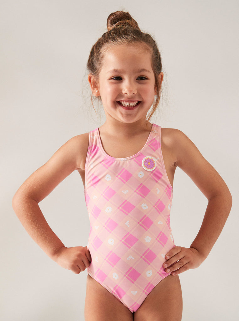 ROXY Little Girls Flower Plaid One Piece Swimsuit – Balboa Surf and Style