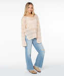 ROXY Womens Hippie Love Crochet Pullover Poncho Hoodie - TEC