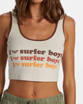 ROXY Womens I Heart Surfers Cropped Tank Top