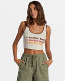 ROXY Womens I Heart Surfers Cropped Tank Top