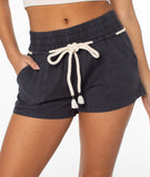ROXY Womens Paddle On Tie Waist Shorts- Phantom