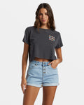 ROXY Womens Para Paradise Crop Tee- Phantom