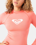 ROXY Womens Whole Hearted L/S Rashguard - Hot Coral