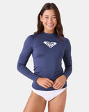 ROXY Womens Whole Hearted L/S UPF Rashguard - Mood Indigo