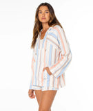 ROXY Womens Wild And Free Pullover Poncho Hoodie - Dew Lineup Stripe