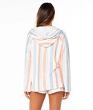 ROXY Womens Wild And Free Pullover Poncho Hoodie - Dew Lineup Stripe