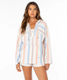 ROXY Womens Wild And Free Pullover Poncho Hoodie - Dew Lineup Stripe