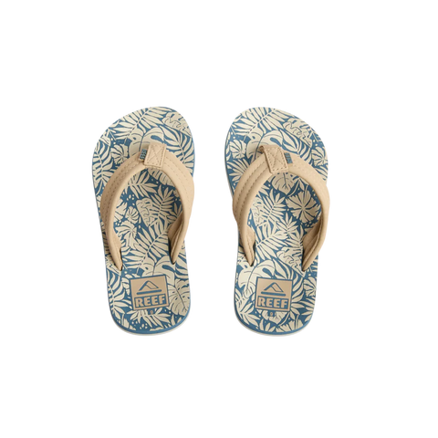 Reef Kids Ahi Sandals- Blue/Tan Palm