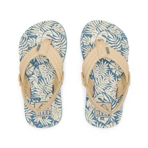 Reef Little Kids Ahi Sandals- Blue/Tan Palm