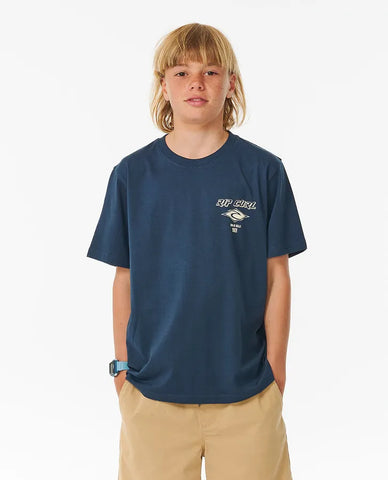 Rip Curl Big Boys Fade Out Icon Tee- Dark Navy