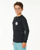 Rip Curl Big Boys Icons Surflite UPF L/S Rashguard - Black/White