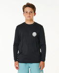 Rip Curl Big Boys Icons Surflite UPF L/S Rashguard - Black/White