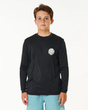 Rip Curl Big Boys Icons Surflite UPF L/S Rashguard - Black/White
