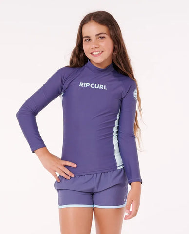 Rip Curl Big Girls Classic Surf L/S Rashguard- Washed Navy