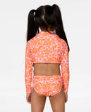 Rip Curl Girls Sun and Swell L/S Swim Set- Mandarin Orange