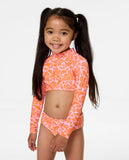 Rip Curl Girls Sun and Swell L/S Swim Set- Mandarin Orange