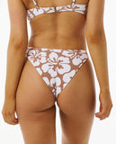 Rip Curl Hibiscus Heat High Cut Cheeky Bikini Bottom- Brown