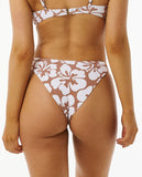 Rip Curl Womens Hibiscus Heat High Cut Cheeky Bikini Bottoms- Brown