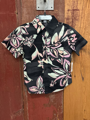 Floral-patterned button up short sleeve shirt