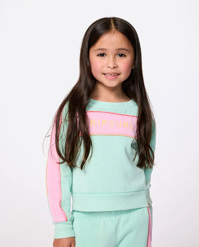 Rip Curl Little Girls Surf Revival Crewneck Sweatshirt - Turquoise