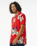 Rip Curl Mens Aloha Hotel S/S Button Up Shirt- Hibiscus Red