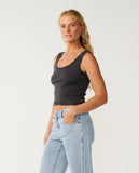 Rip Curl Womens Classic Ribbed Tank Top - Washed Black