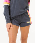 Rip Curl Womens Las Dalias Color Block Fleece Sweat Shorts- Navy